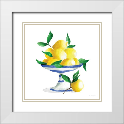 Spanish Lemons II White Modern Wood Framed Art Print with Double Matting by Charro, Mercedes Lopez