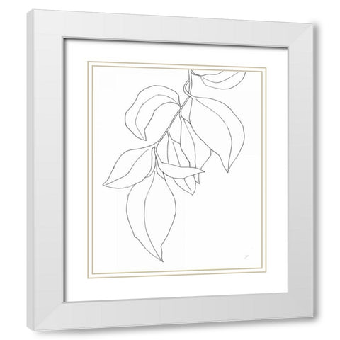 Line Leaves I White Modern Wood Framed Art Print with Double Matting by Panganiban, Karyn