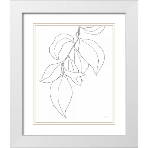 Line Leaves I White Modern Wood Framed Art Print with Double Matting by Panganiban, Karyn