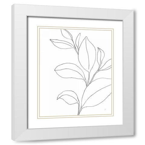Line Leaves II White Modern Wood Framed Art Print with Double Matting by Panganiban, Karyn