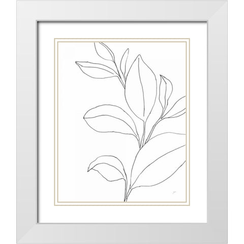 Line Leaves II White Modern Wood Framed Art Print with Double Matting by Panganiban, Karyn