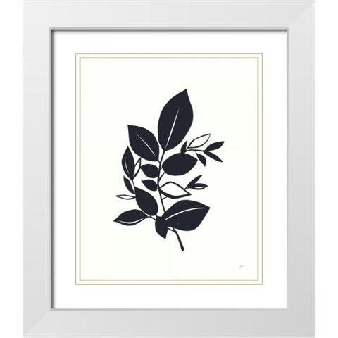 Bay Leaves I White Modern Wood Framed Art Print with Double Matting by Panganiban, Karyn