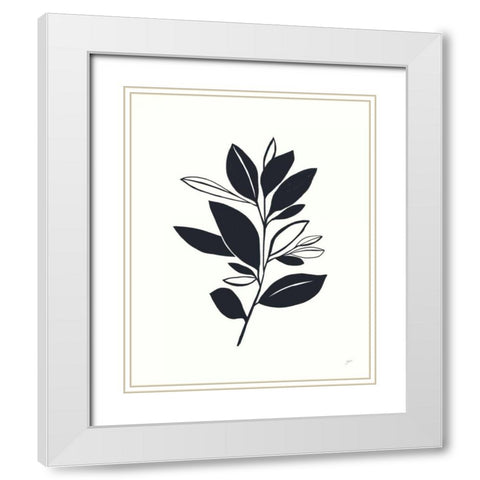 Bay Leaves II White Modern Wood Framed Art Print with Double Matting by Panganiban, Karyn