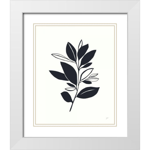 Bay Leaves II White Modern Wood Framed Art Print with Double Matting by Panganiban, Karyn