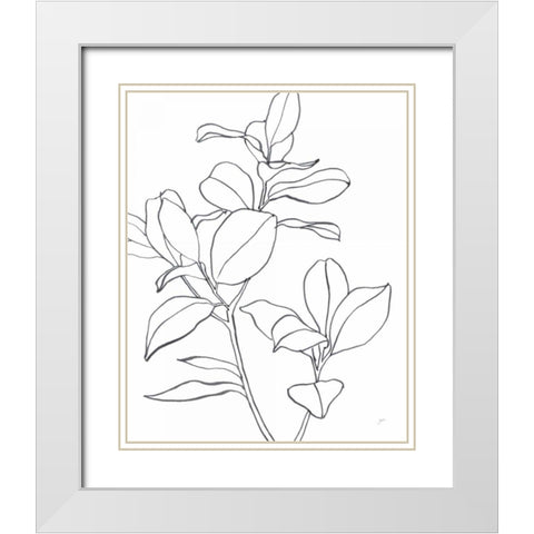 Magnolia Branch I White Modern Wood Framed Art Print with Double Matting by Panganiban, Karyn