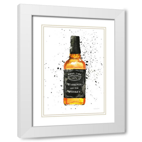 Weekends Are For Whiskey White Modern Wood Framed Art Print with Double Matting by Charro, Mercedes Lopez