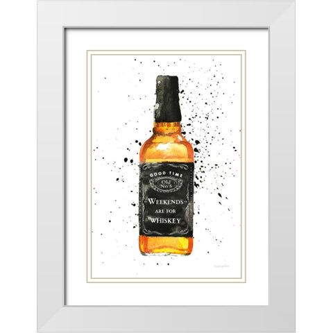 Weekends Are For Whiskey White Modern Wood Framed Art Print with Double Matting by Charro, Mercedes Lopez