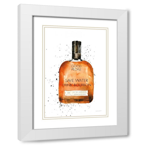 Save Water Drink Bourbon White Modern Wood Framed Art Print with Double Matting by Charro, Mercedes Lopez