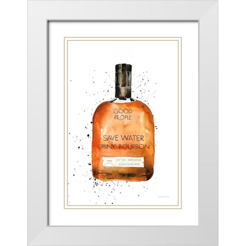 Save Water Drink Bourbon White Modern Wood Framed Art Print with Double Matting by Charro, Mercedes Lopez