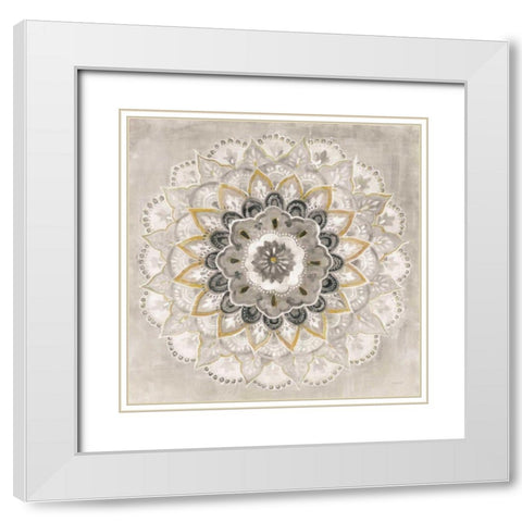 Warm Sunburst White Modern Wood Framed Art Print with Double Matting by Nai, Danhui