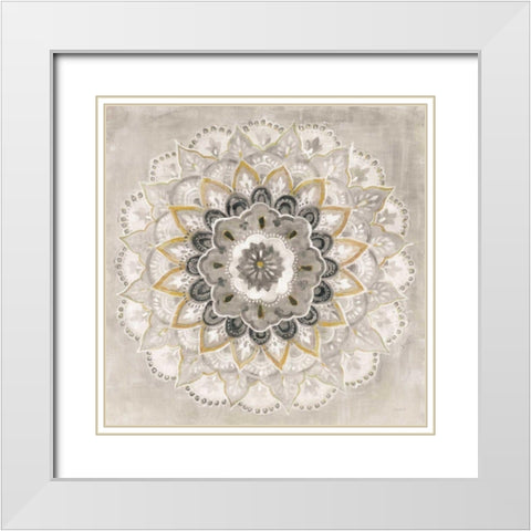 Warm Sunburst White Modern Wood Framed Art Print with Double Matting by Nai, Danhui