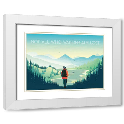 Not All Who Wander White Modern Wood Framed Art Print with Double Matting by Escalante, Omar