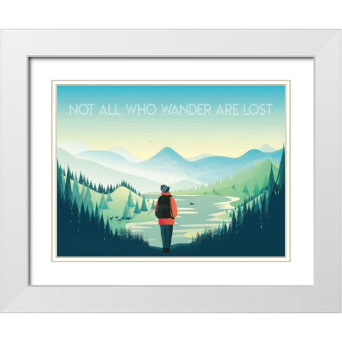 Not All Who Wander White Modern Wood Framed Art Print with Double Matting by Escalante, Omar
