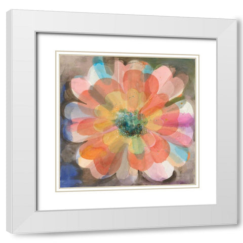 Kaleidoscope Flower White Modern Wood Framed Art Print with Double Matting by Nai, Danhui