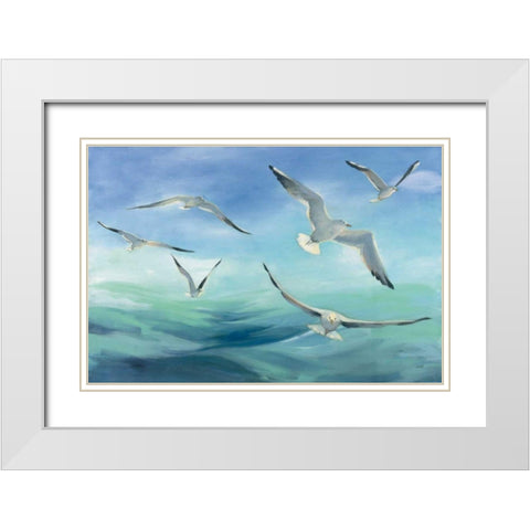 Sea Flight White Modern Wood Framed Art Print with Double Matting by Purinton, Julia