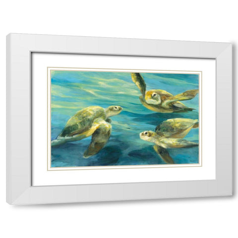 Sea Turtles White Modern Wood Framed Art Print with Double Matting by Purinton, Julia