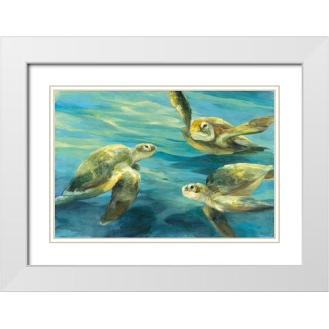 Sea Turtles White Modern Wood Framed Art Print with Double Matting by Purinton, Julia