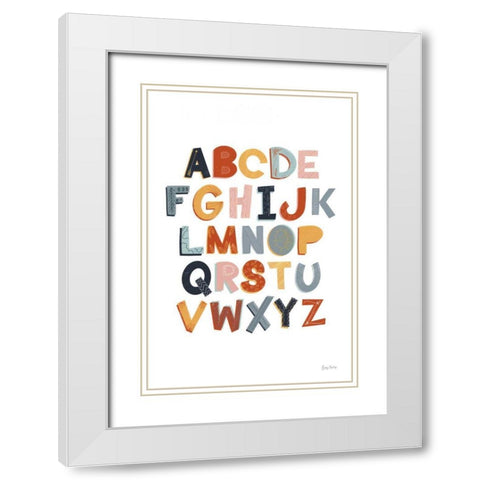 Colorful Alphabet Pastel White Modern Wood Framed Art Print with Double Matting by Thorns, Becky