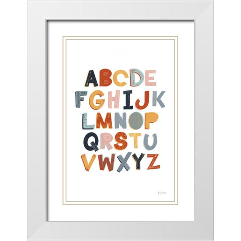 Colorful Alphabet Pastel White Modern Wood Framed Art Print with Double Matting by Thorns, Becky