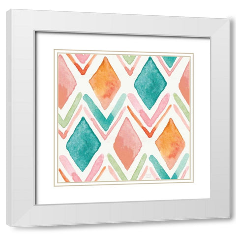 Macrame Meander Pattern IV White Modern Wood Framed Art Print with Double Matting by June, Dina