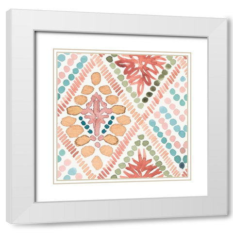 Macrame Meander Pattern V White Modern Wood Framed Art Print with Double Matting by June, Dina