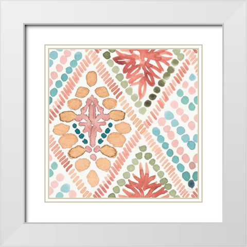 Macrame Meander Pattern V White Modern Wood Framed Art Print with Double Matting by June, Dina