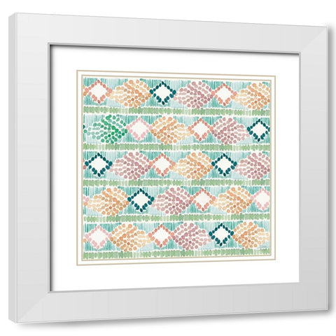 Macrame Meander Pattern VI White Modern Wood Framed Art Print with Double Matting by June, Dina