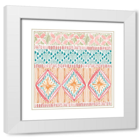 Macrame Meander Pattern VII White Modern Wood Framed Art Print with Double Matting by June, Dina