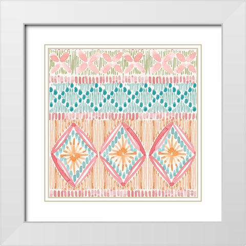Macrame Meander Pattern VII White Modern Wood Framed Art Print with Double Matting by June, Dina