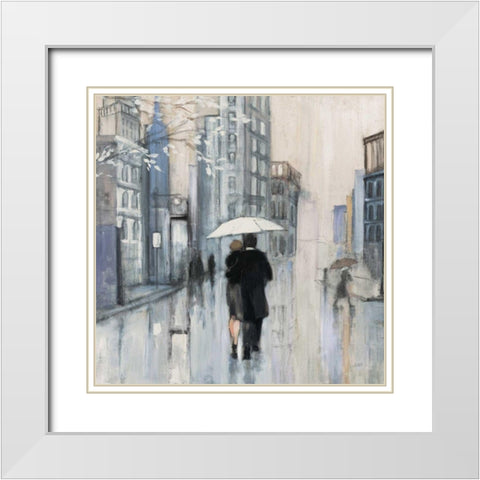 Spring Rain New York Neutral Crop White Modern Wood Framed Art Print with Double Matting by Purinton, Julia