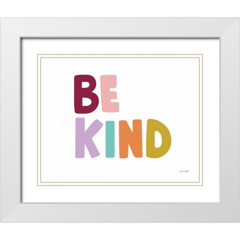 Be Kind Pastel White Modern Wood Framed Art Print with Double Matting by Kelle, Ann