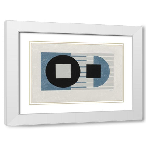 Laterally Speaking Blue White Modern Wood Framed Art Print with Double Matting by Schick, Mike