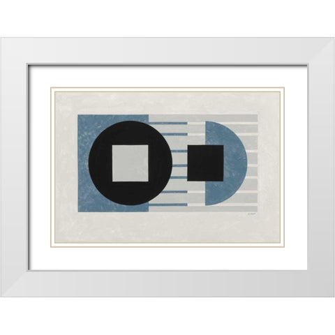 Laterally Speaking Blue White Modern Wood Framed Art Print with Double Matting by Schick, Mike