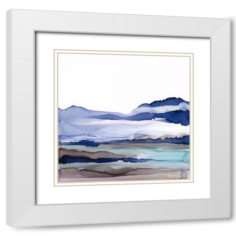 Bluescape I White Modern Wood Framed Art Print with Double Matting by Paschke, Chris