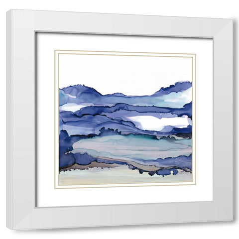 Bluescape II White Modern Wood Framed Art Print with Double Matting by Paschke, Chris