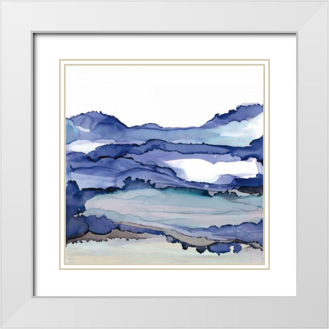 Bluescape II White Modern Wood Framed Art Print with Double Matting by Paschke, Chris