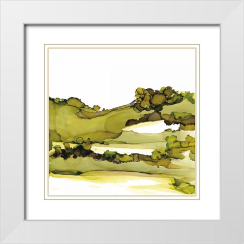 Greenscape I White Modern Wood Framed Art Print with Double Matting by Paschke, Chris