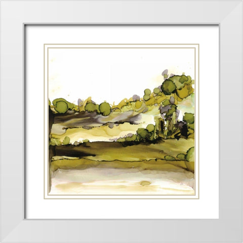 Greenscape II White Modern Wood Framed Art Print with Double Matting by Paschke, Chris