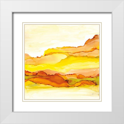 Yellowscape I White Modern Wood Framed Art Print with Double Matting by Paschke, Chris