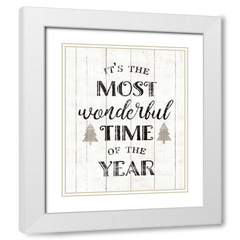 Wonderful Time Neutral White Modern Wood Framed Art Print with Double Matting by Wild Apple Portfolio