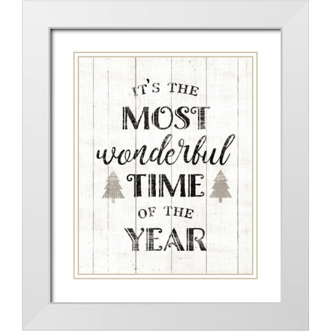 Wonderful Time Neutral White Modern Wood Framed Art Print with Double Matting by Wild Apple Portfolio