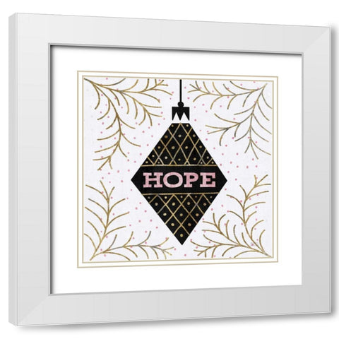 Jolly Holiday Ornaments Hope Metallic White Modern Wood Framed Art Print with Double Matting by Mullan, Michael