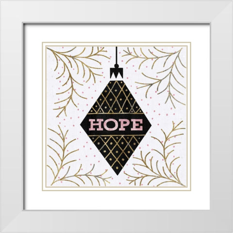 Jolly Holiday Ornaments Hope Metallic White Modern Wood Framed Art Print with Double Matting by Mullan, Michael