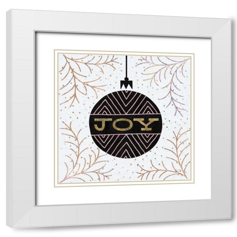 Jolly Holiday Ornaments Joy Metallic White Modern Wood Framed Art Print with Double Matting by Mullan, Michael