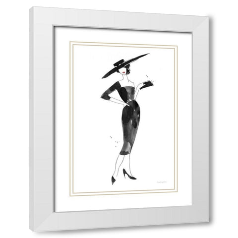 Fashionable Hat White Modern Wood Framed Art Print with Double Matting by Charro, Mercedes Lopez