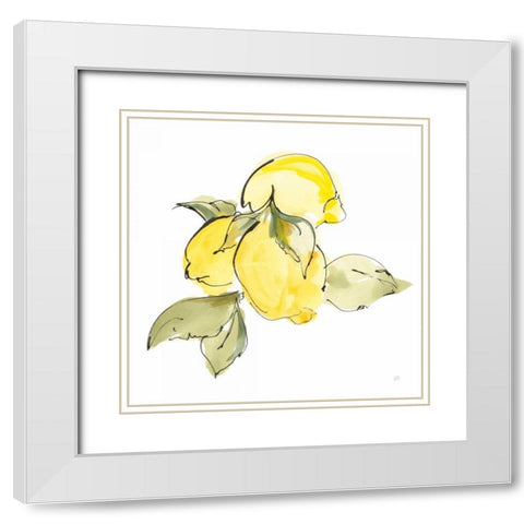 Lemons I White Modern Wood Framed Art Print with Double Matting by Paschke, Chris