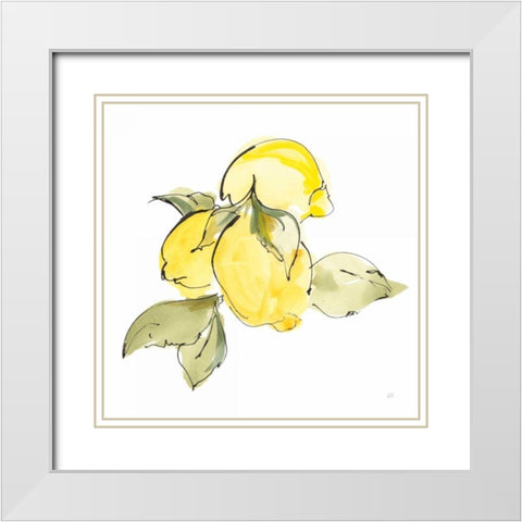 Lemons I White Modern Wood Framed Art Print with Double Matting by Paschke, Chris