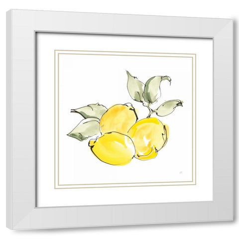 Lemons II White Modern Wood Framed Art Print with Double Matting by Paschke, Chris