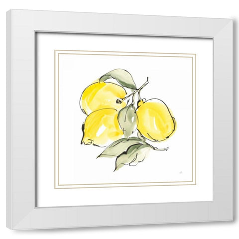 Lemons III White Modern Wood Framed Art Print with Double Matting by Paschke, Chris