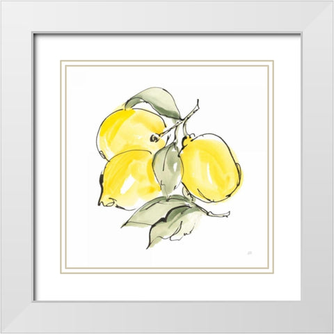 Lemons III White Modern Wood Framed Art Print with Double Matting by Paschke, Chris